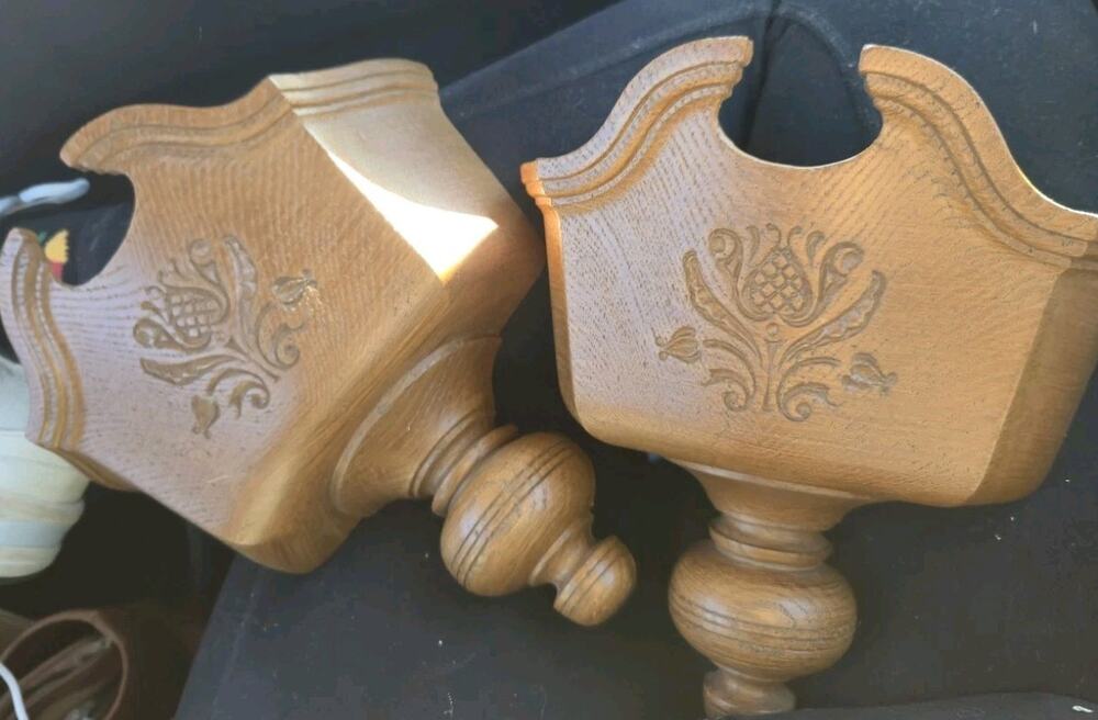 Vintage HOMCO Wall Pockets Pair Floral Sconces Cottage Traditional Decor USA